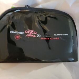 Black Cosmetic Pouch with Red Accents
